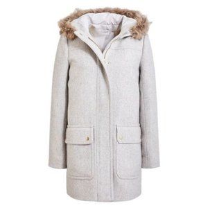 J Crew Factory Vail Parka Coat Gray with faux fur hood NWT